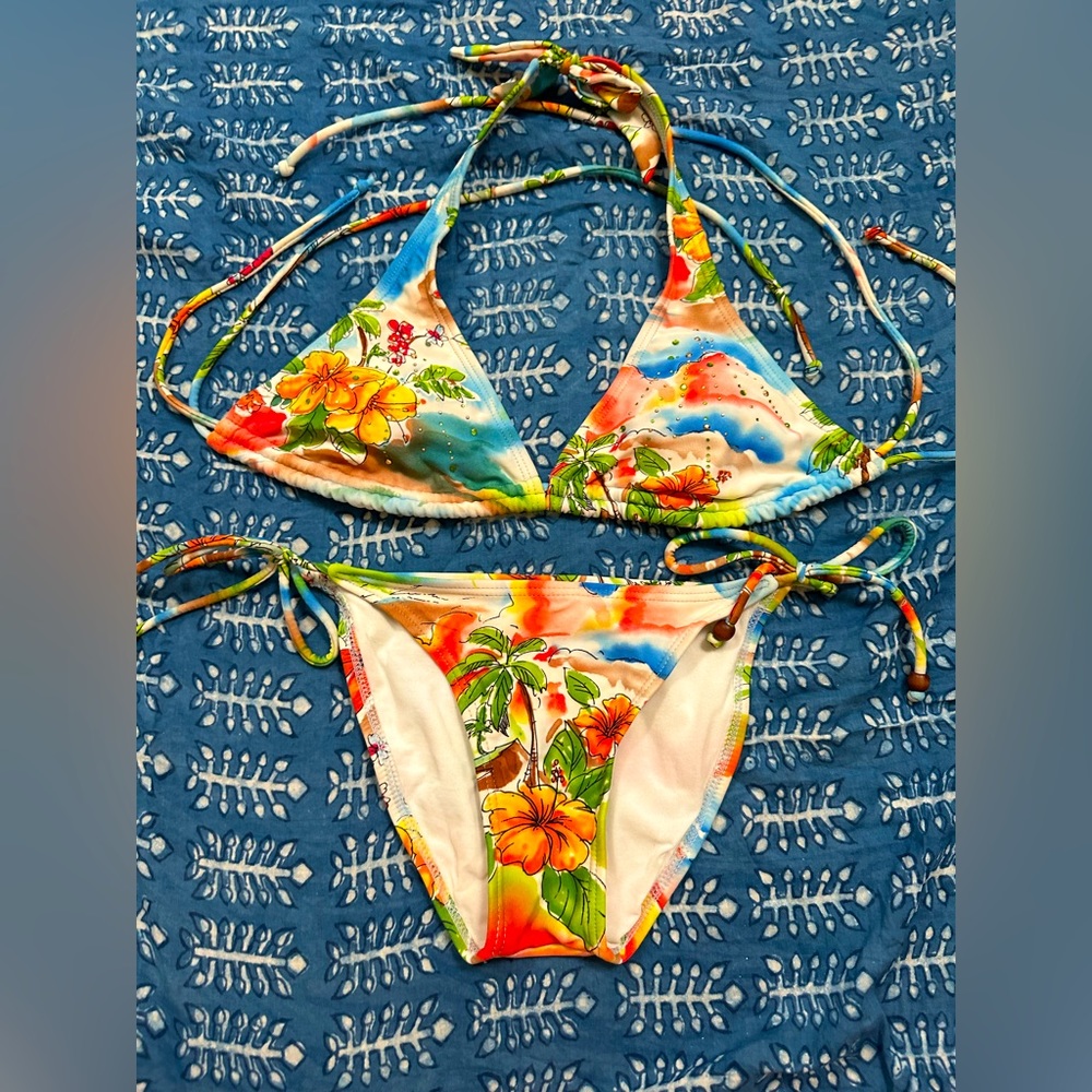 Vintage Colorful aloha print bikini